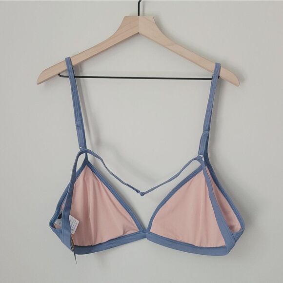 New J.Crew Ribbed Triangle Bikini Top in Blue Size 3X NWT - Picture 11 of 12